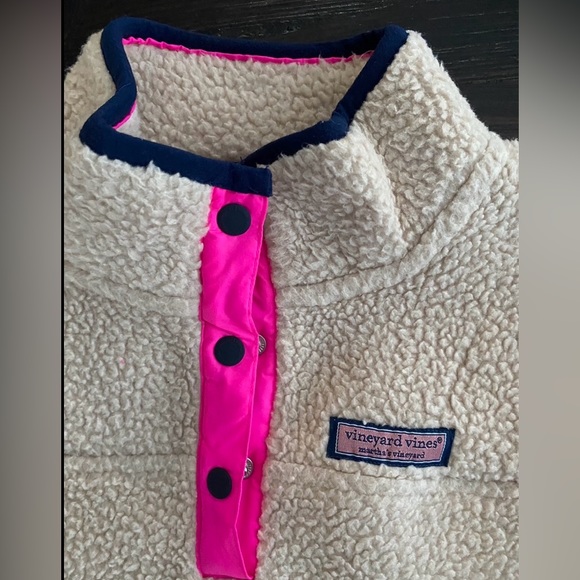Vineyard Vines Girls' Snap Placket Sherpa Pullover Size L Large 14 - Picture 4 of 7